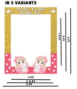 Twin Girls Theme Birthday Party Selfie Photo Booth Frame & Props