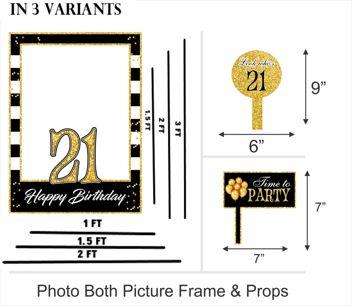 21st Birthday Party Selfie Photo Booth Frame & Props