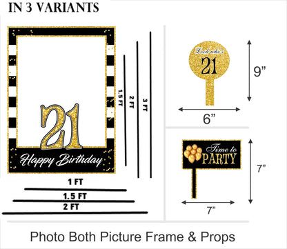 21st Birthday Party Selfie Photo Booth Frame & Props