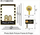 80Th Milestone Party Selfie Photo Booth Picture Frame And Props - Printed On Sturdy Material