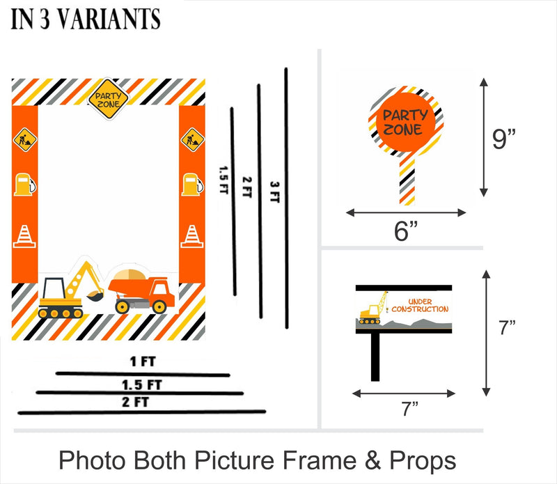 Construction Birthday Party Selfie Photo Booth Frame & Props