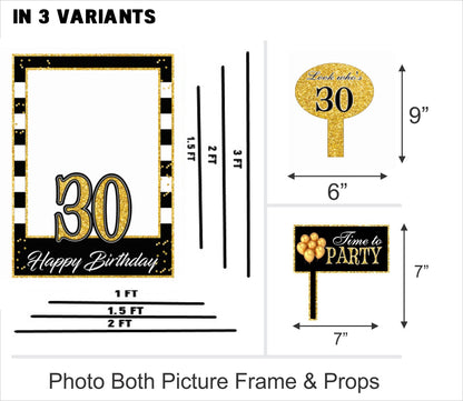 30th Birthday Party Selfie Photo Booth Frame & Props