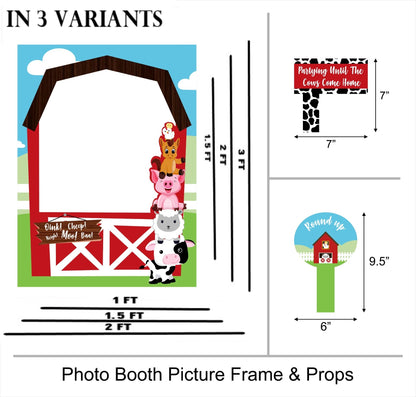 Farm Animal Theme Birthday Party Selfie Photo Booth Frame & Props