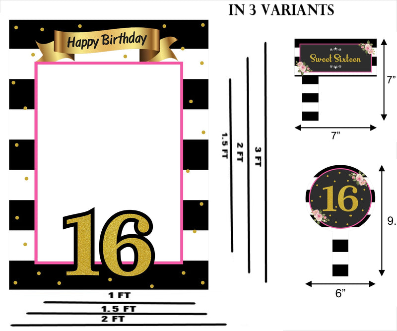 16th Birthday Party Selfie Photo Booth Frame & Props