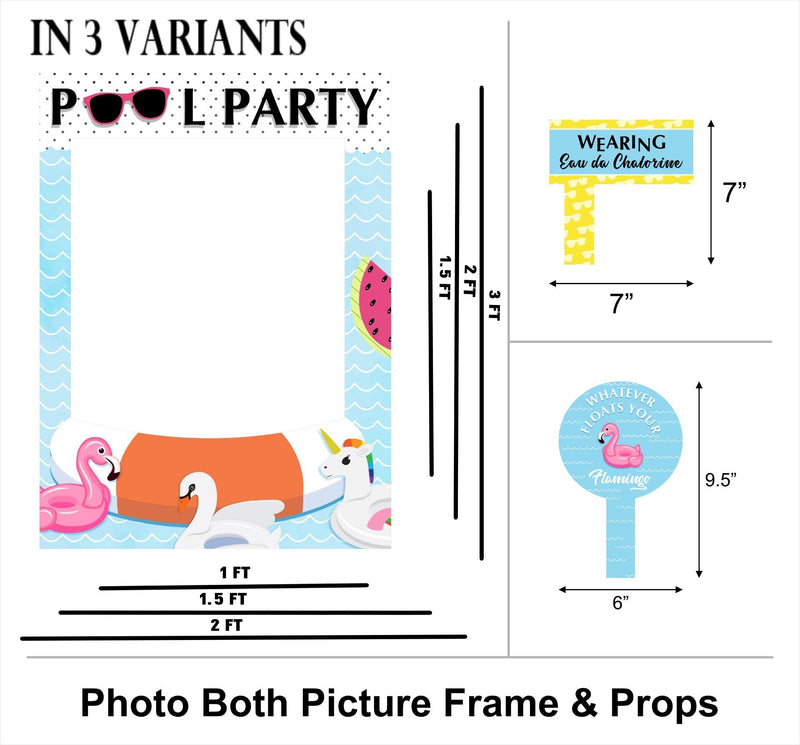 Pool Party Birthday Selfie Photo Booth Frame And Props