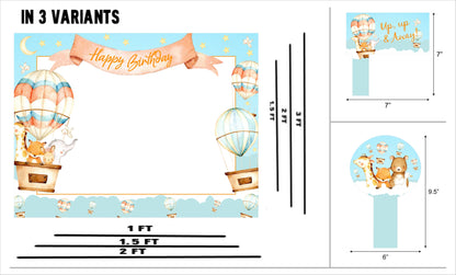 Hot Air Theme Birthday Party Selfie Photo Booth Frame & Props