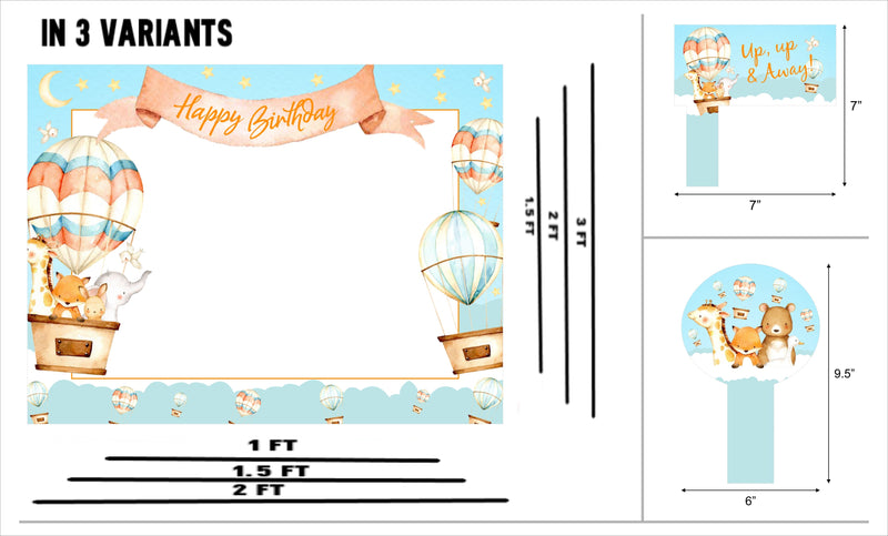 Hot Air Theme Birthday Party Selfie Photo Booth Frame & Props