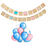 Boy Or Girl We Love You Banner And Metallic Blue, Pink And White Balloon Baby Shower Decoration
