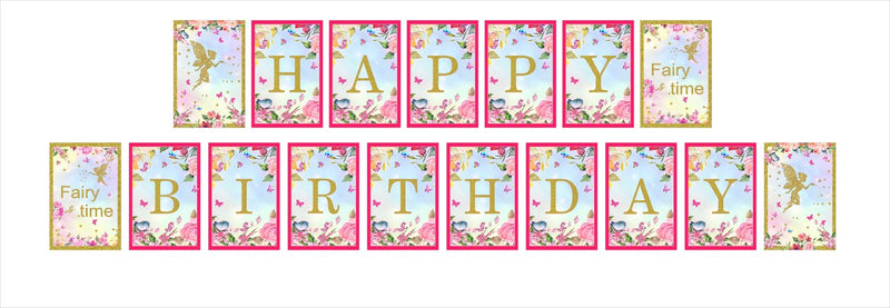Personalized Butterflies & Fairies-Girls Banner For Birthday Decoration I Happy Birthday Banner