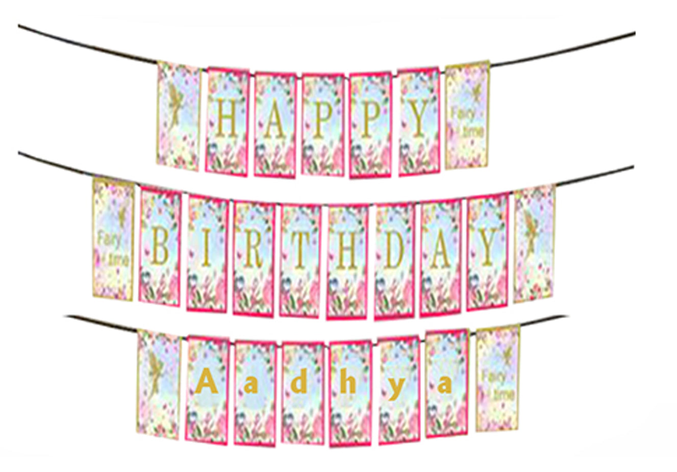 Personalized Butterflies & Fairies-Girls Banner For Birthday Decoration I Happy Birthday Banner