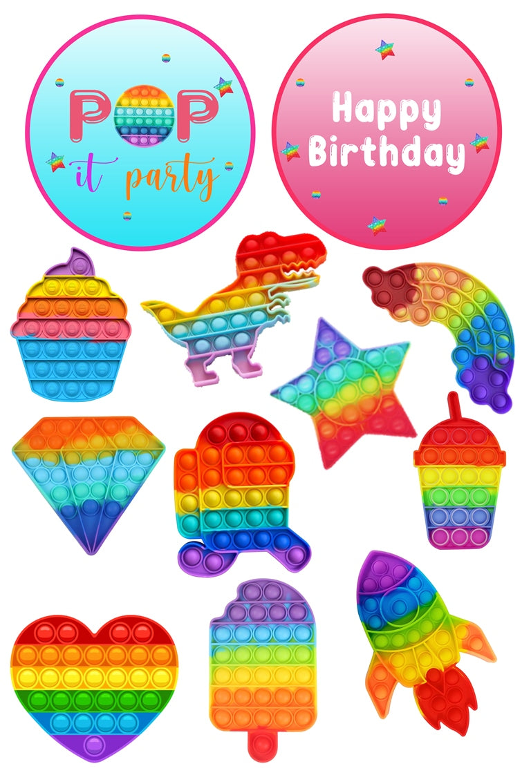 Pop It Theme Birthday Party Cake Topper /Cake Decoration Kit