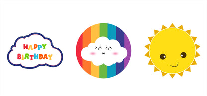 Rainbow Theme Birthday Party Cupcake Toppers for Decoration 