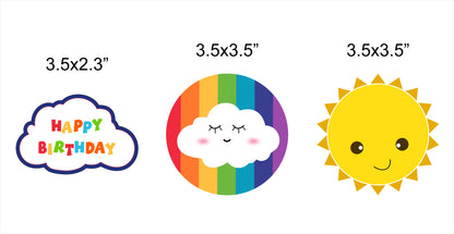 Rainbow Theme Birthday Party Cupcake Toppers for Decoration 