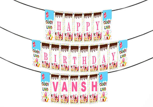 Personalized Candyland  -Boys Banner For Birthday Decoration I Happy Birthday Banner