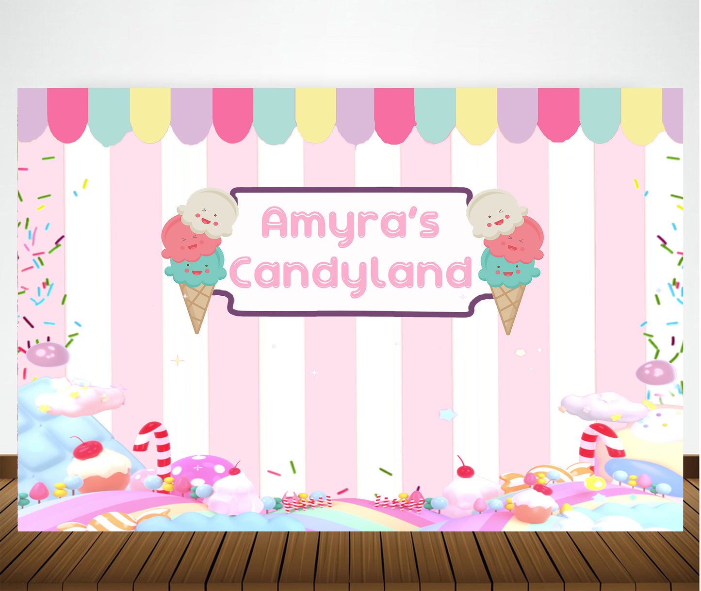 Personalize Ice Cream Backdrop Banner