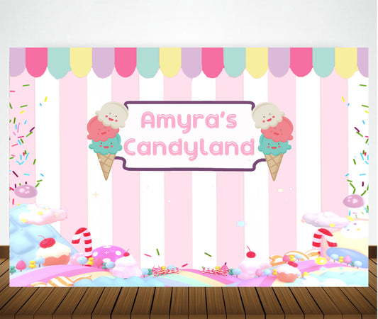 Personalize Ice Cream Backdrop Banner