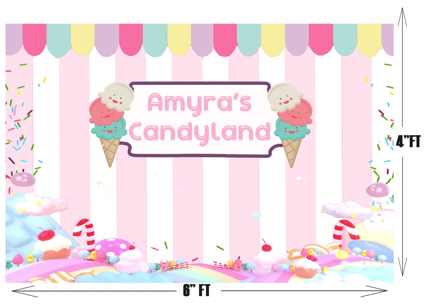 Personalize Ice Cream Backdrop Banner