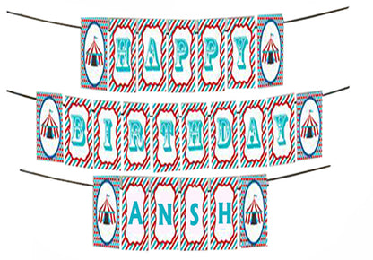 Personalized Carnival -Boys Banner For Birthday Decoration I Happy Birthday Banner
