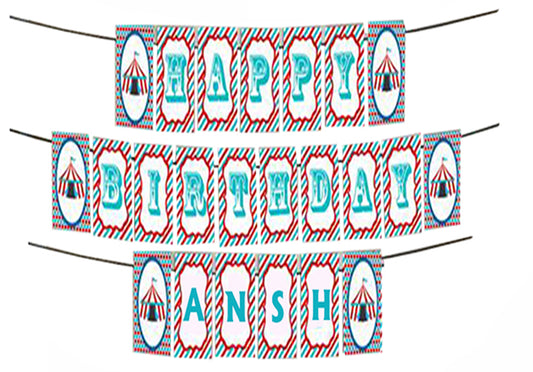 Personalized Carnival -Boys Banner For Birthday Decoration I Happy Birthday Banner