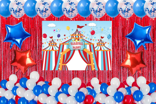 Carnival Theme Birthday Party Decoration Kit with Backdrop & Balloons