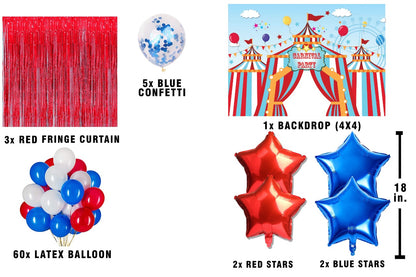 Carnival Theme Birthday Party Decoration Kit with Backdrop & Balloons