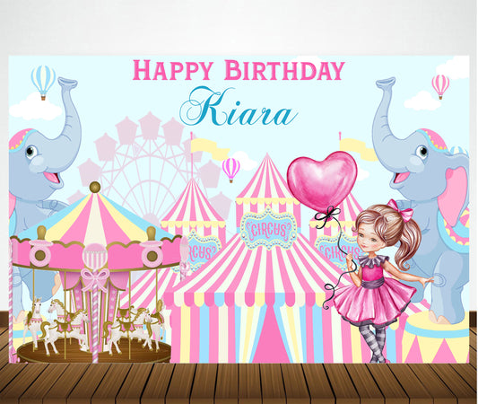 Personalize Circus Backdrop Banner