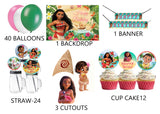 Moana Theme Birthday Party Combo Kit with Backdrop & Decorations