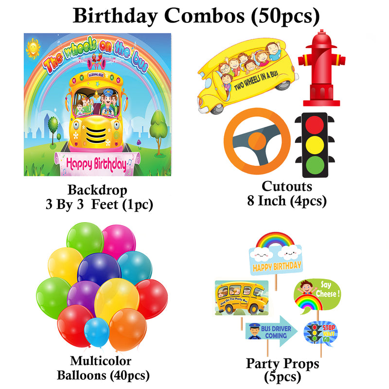 Wheels on the Bus Theme Party Complete Set for Decoration