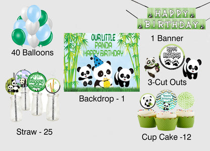 Panda Theme Birthday Party Combo Kit with Backdrop & Decorations