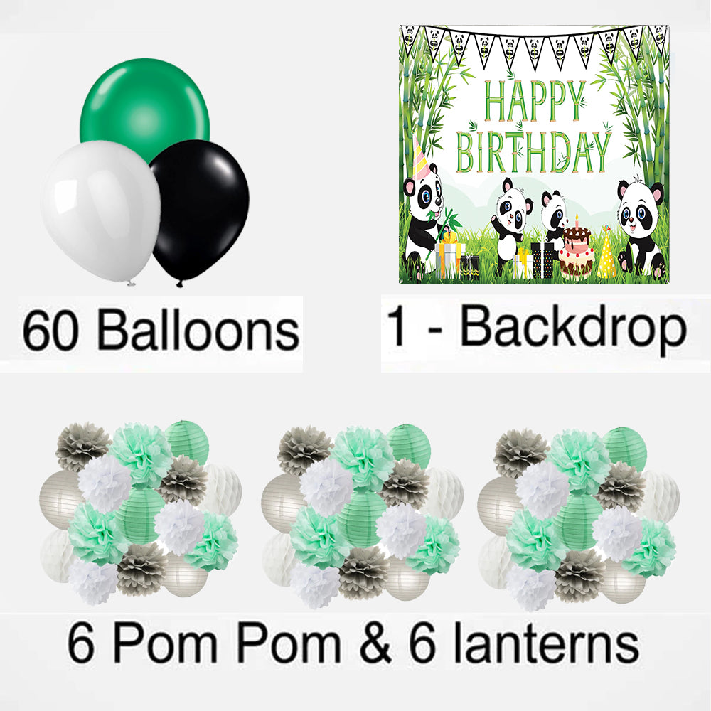 Panda Theme Birthday Party Complete Decoration Kit