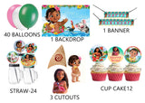 Moana Theme Birthday Party Combo Kit with Backdrop & Decorations