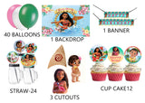 Moana Theme Birthday Party Combo Kit with Backdrop & Decorations