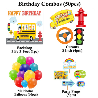 Wheels on the Bus Theme Party Complete Set for Decoration