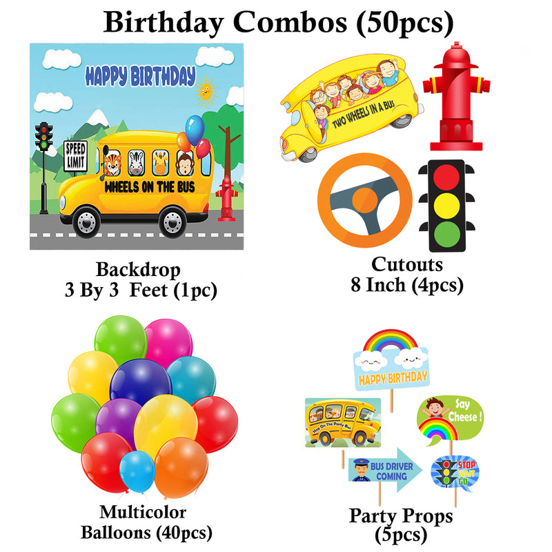 Wheels on the Bus Theme Party Complete Set for Decoration