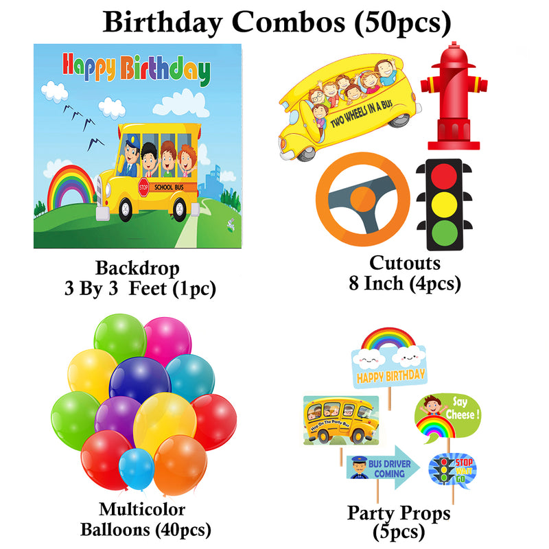 Wheels on the Bus Theme Party Complete Set for Decoration