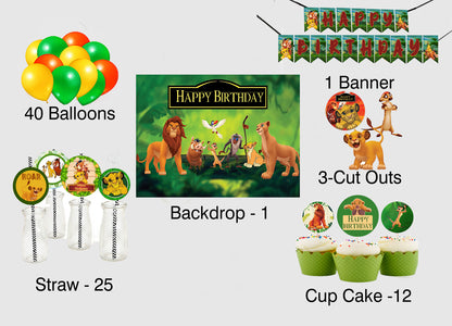The Lion King Theme Birthday Party Combo Kit with Backdrop & Decorations