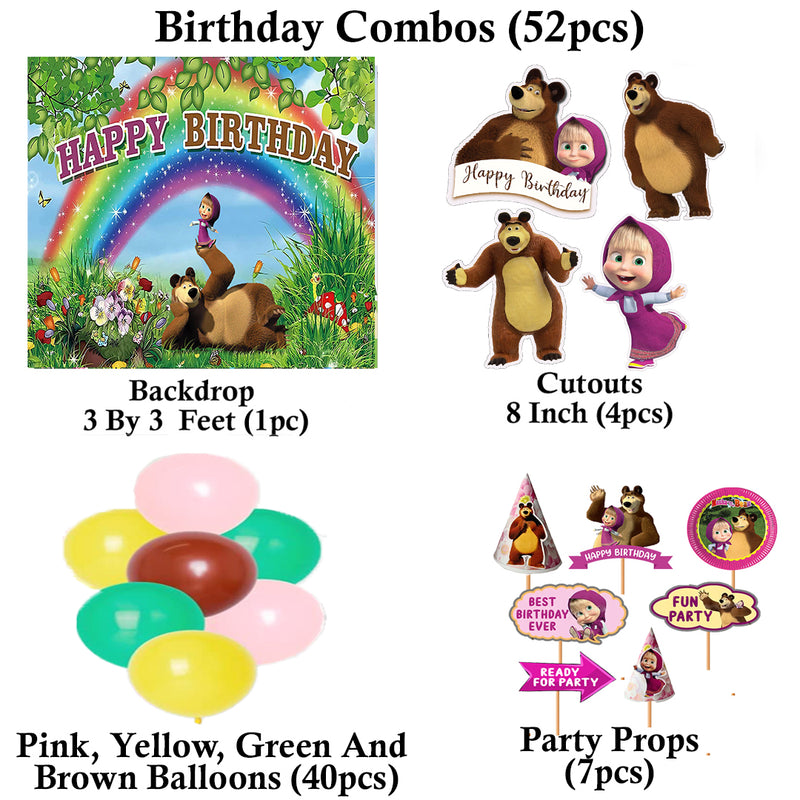 Masha and The Bear Theme Party Complete Set for Decoration