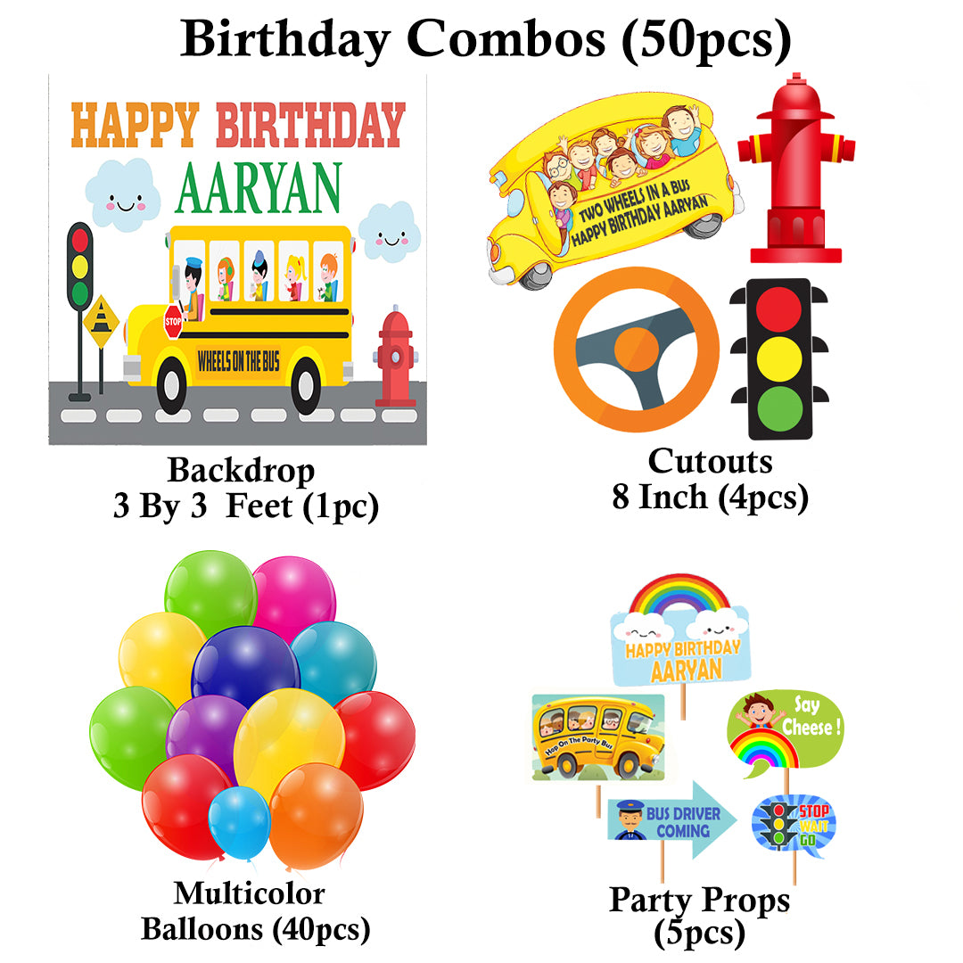 Wheels on the Bus Theme Party Complete Set for Decoration