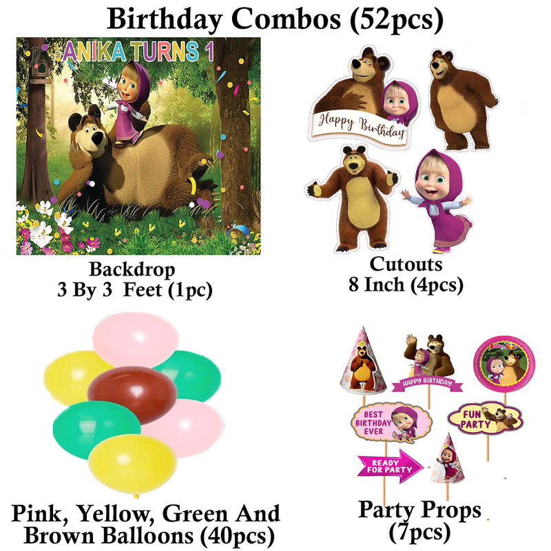 Masha and The Bear Theme Party Complete Set for Decoration