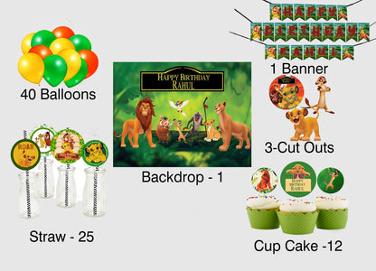 The Lion King Theme Birthday Party Combo Kit with Backdrop & Decorations