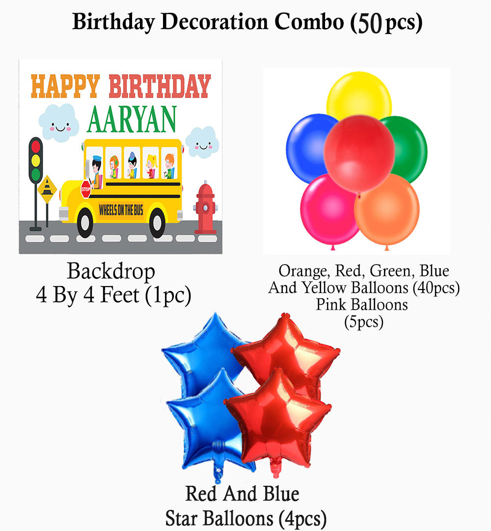 Wheels on the Bus Theme Party Complete Set for Decoration