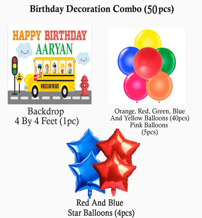 Wheels on the Bus Theme Party Complete Set for Decoration