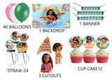 Moana Theme Birthday Party Combo Kit with Backdrop & Decorations