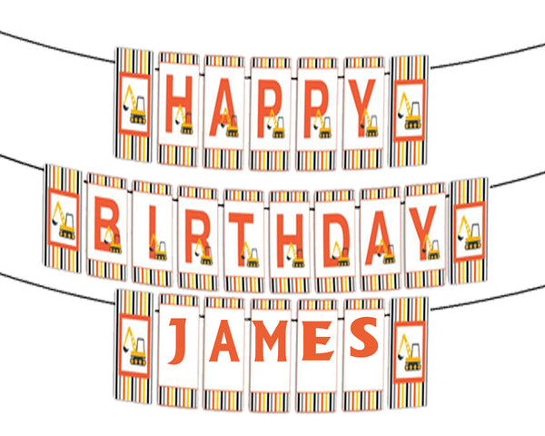 Personalized Construction Banner For Birthday Decoration I Happy Birthday Banner