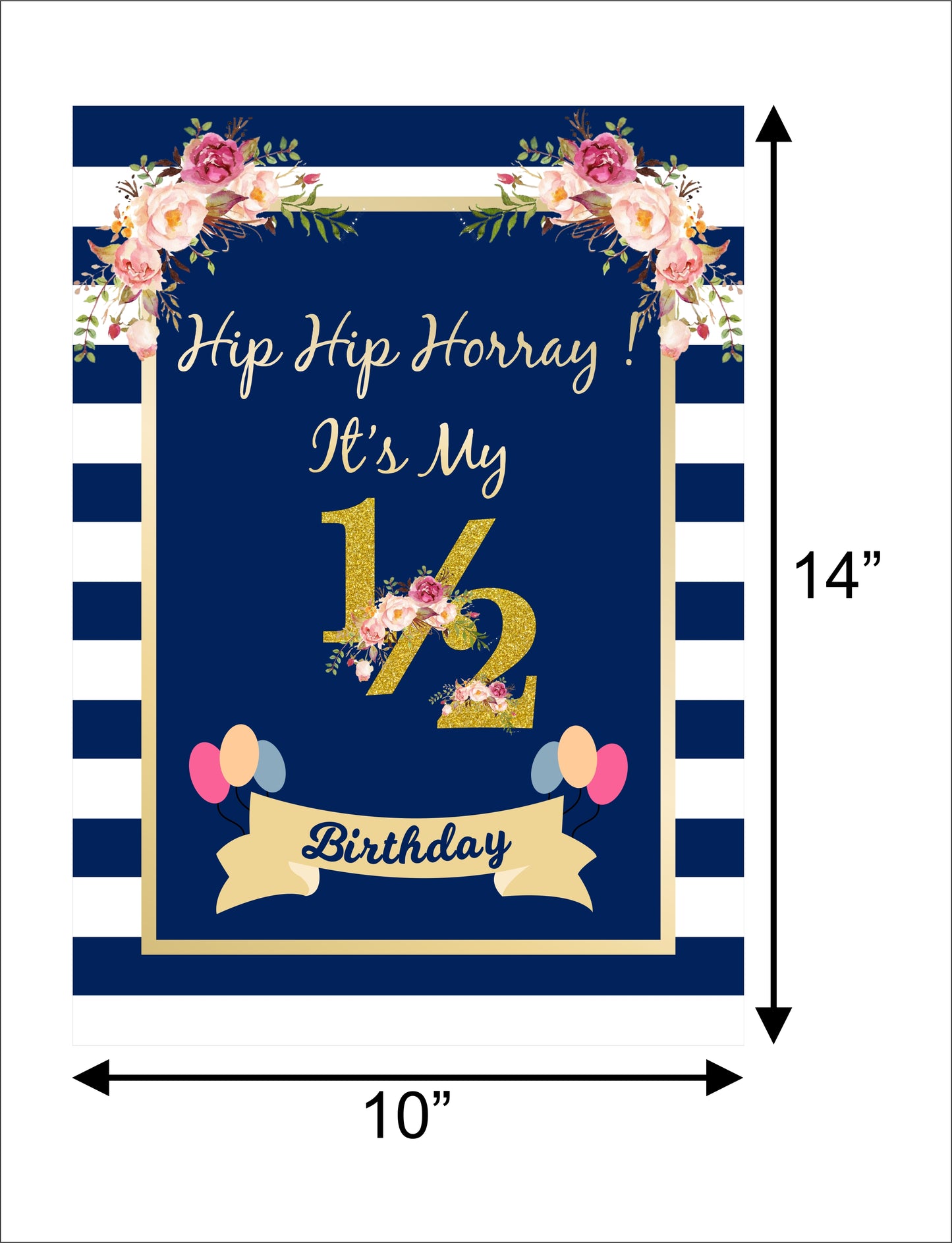 Half Birthday Poster Decoration /Photo Prop-Blue