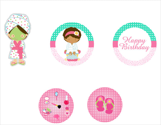 Spa Party Theme Cake Topper For Birthday Party