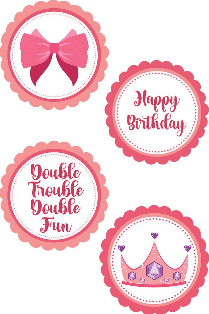 Twin Girls Theme Birthday Party Paper Decorative Straws