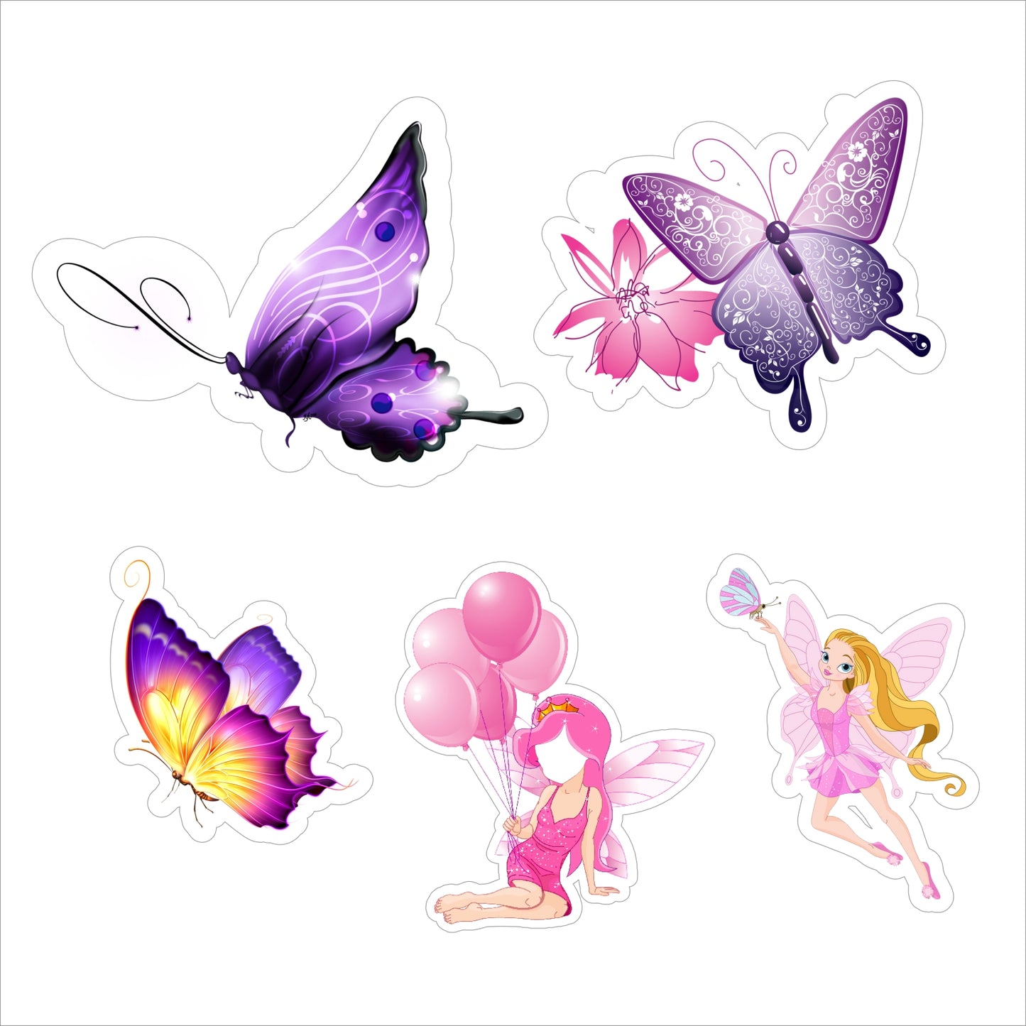 Butterflies & Fairies Theme Birthday Party Cutouts