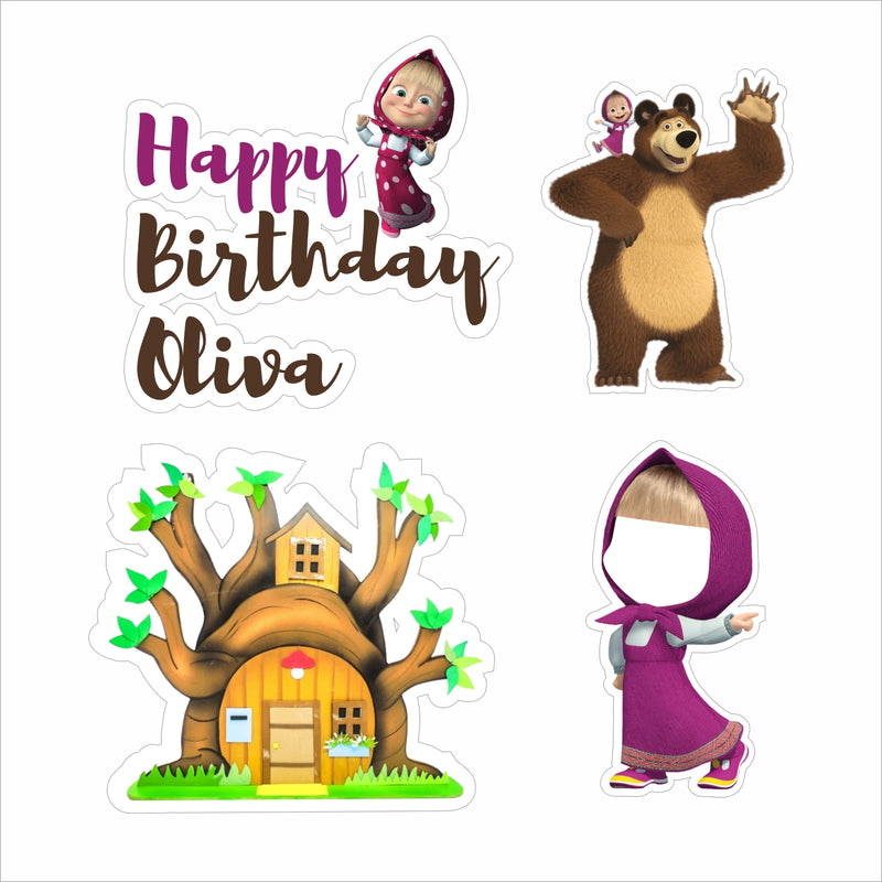 Masha and The Bear Theme Birthday Party Cutouts