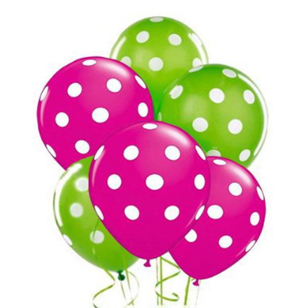 Pink And Green Polka Dot Party Balloons-Birthday Parties